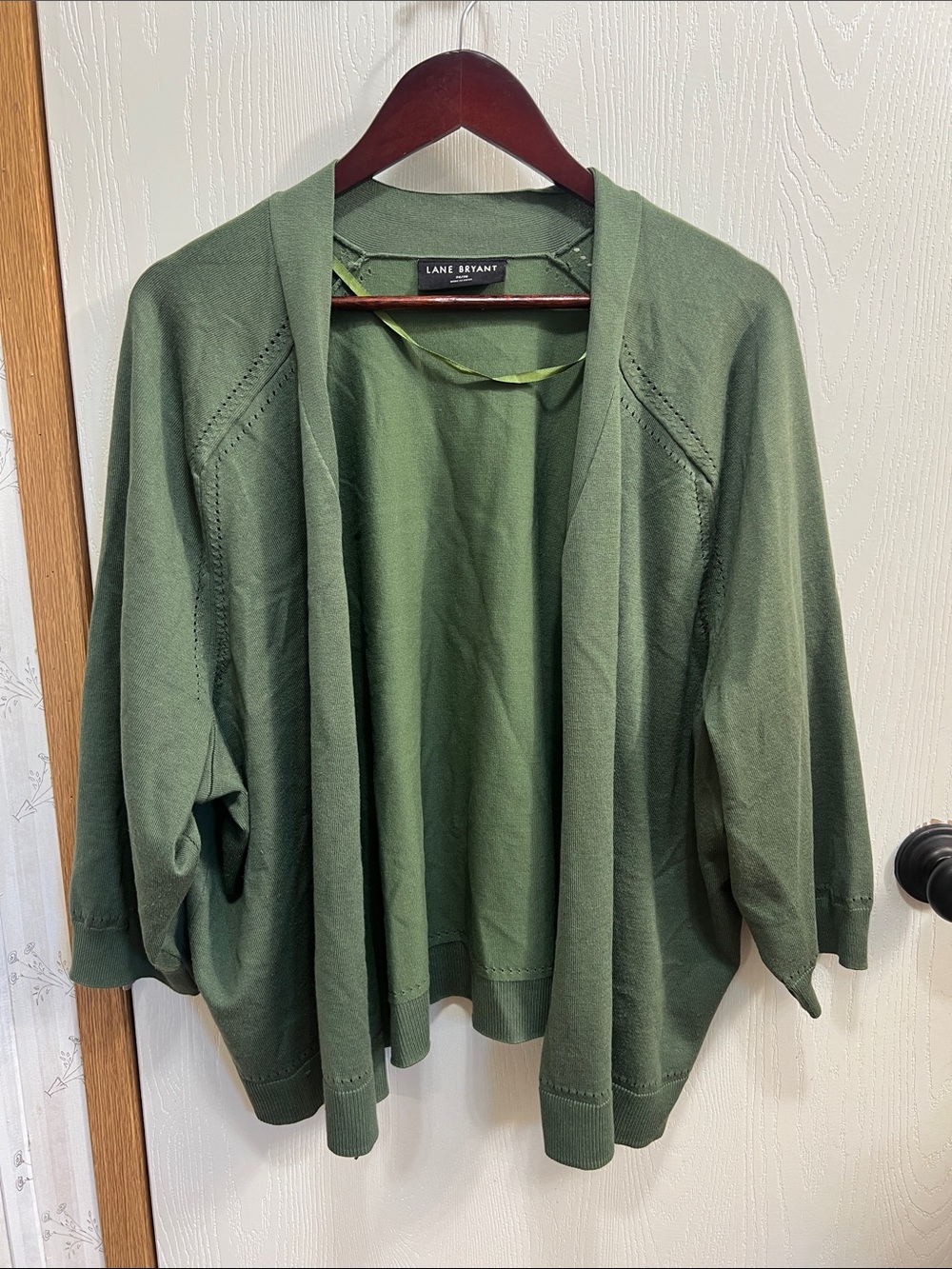 Lane Bryant Olive Knit Open Cardigan